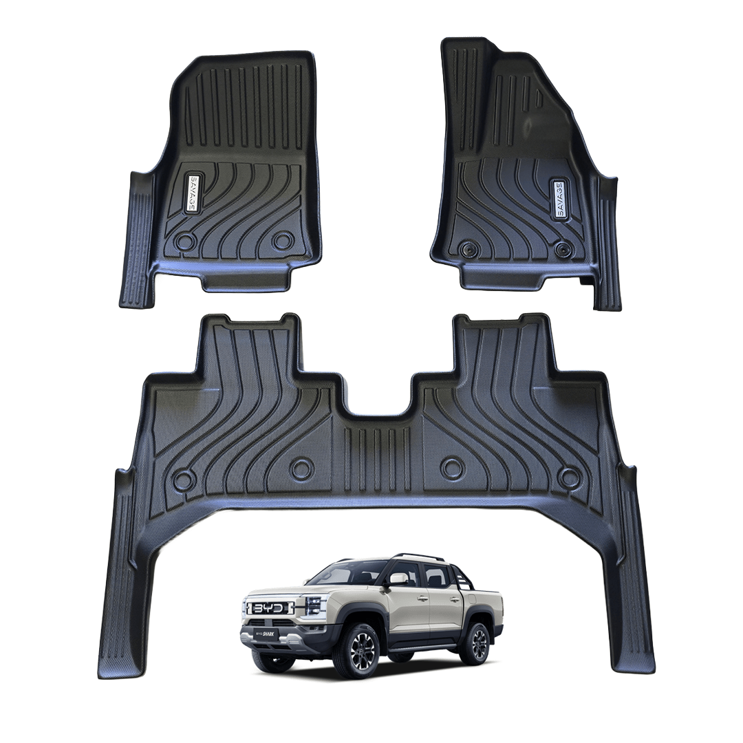 BYD SHARK 6 PREMIUM & PERFORMANCE SAVAGE 3D MOULDED TPE FLOOR MATS & DOOR SILL PROTECTION - Savage Tech Australia