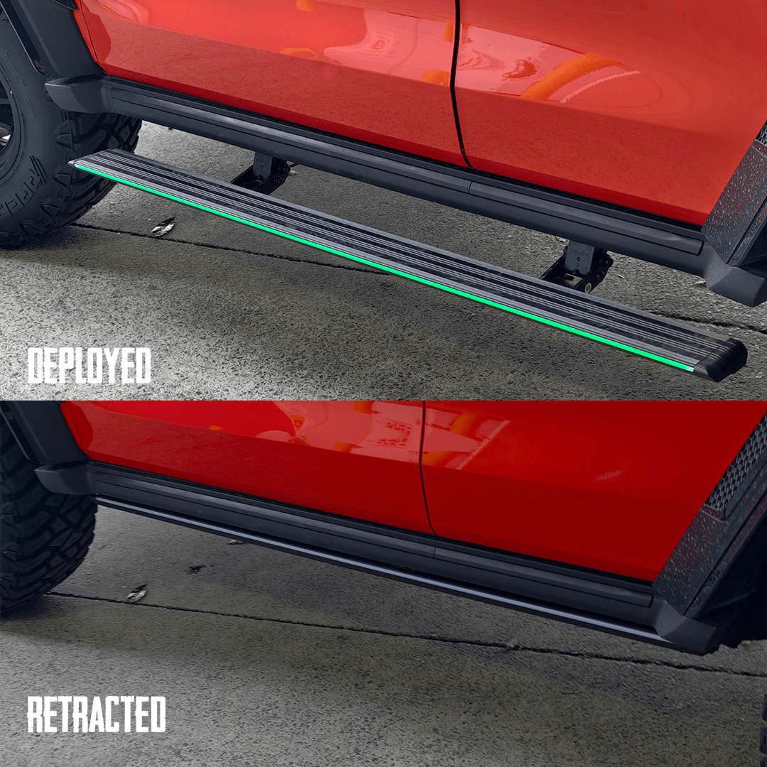 SAVAGE ELECTRIC SMARTSTEPS SIDE STEPS WITH RGB STEP LIGHTING GWM TANK 300 2023+ - Savage Tech Australia