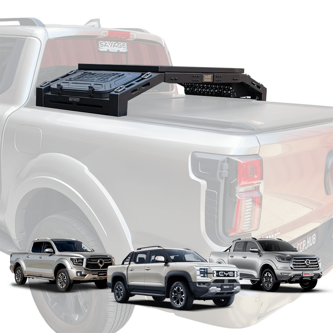 SAVAGE ROGUE TYRE/WHEEL CARRIER RACK WITH STORAGE PLATFORM - Savage Tech Australia