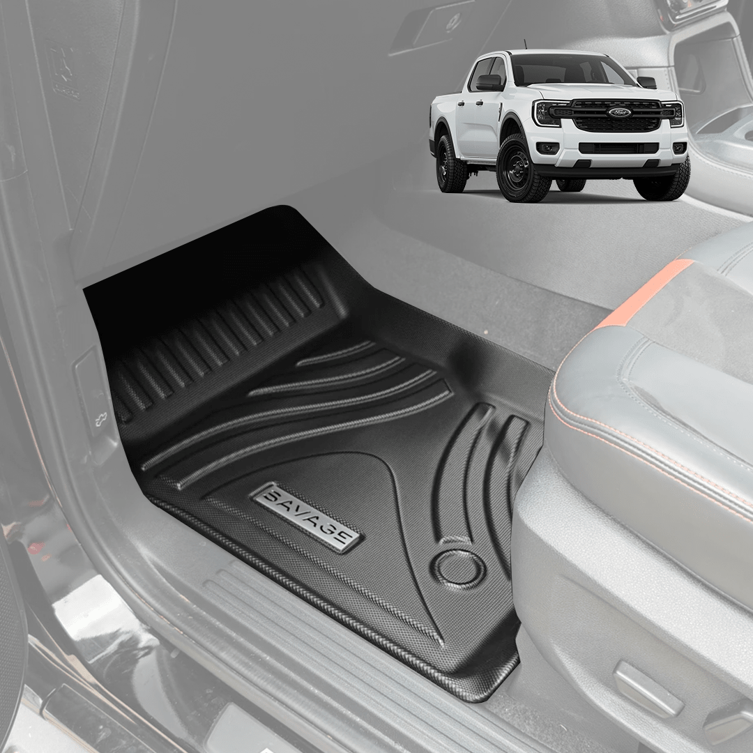 2023+ FORD RANGER NEXT GEN DEEP FLOOR MAT SET 3D MOULDED 3 PIECE - Savage Tech Australia