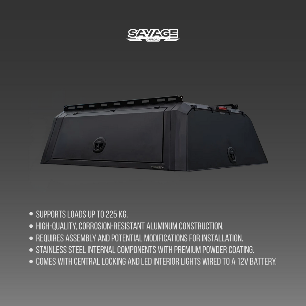 GWM CANNON FLAT PACK ALLOY/ ALUMINIUM CANOPY WITH CENTRAL LOCKING