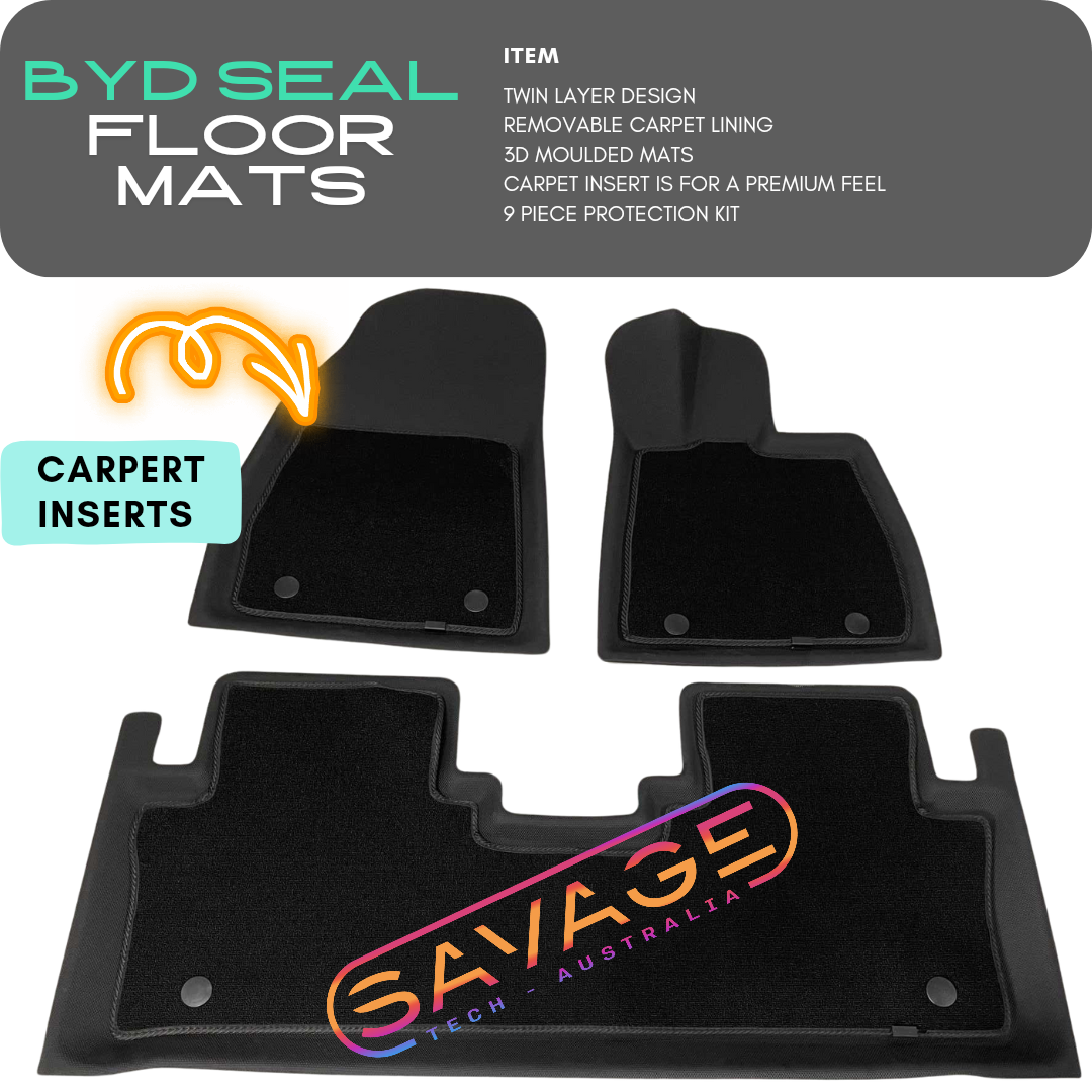 BYD SEAL 2024 11-PIECE FLOOR MAT KIT โ PREMIUM PROTECTION WITH CARPET INSERT