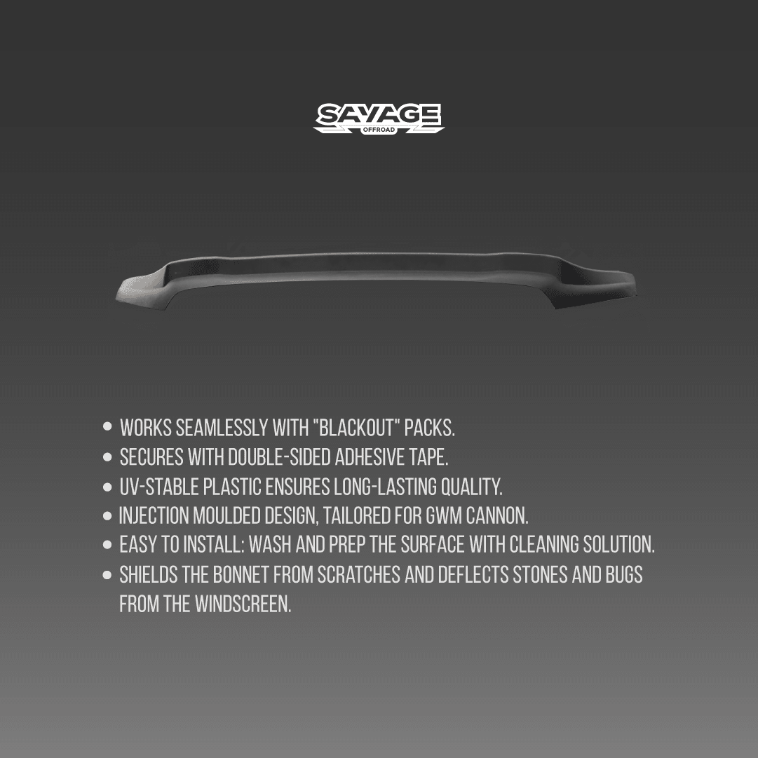 GWM CANNON 2020-2024 BONNET PROTECTOR MOULDED - Savage Tech Australia