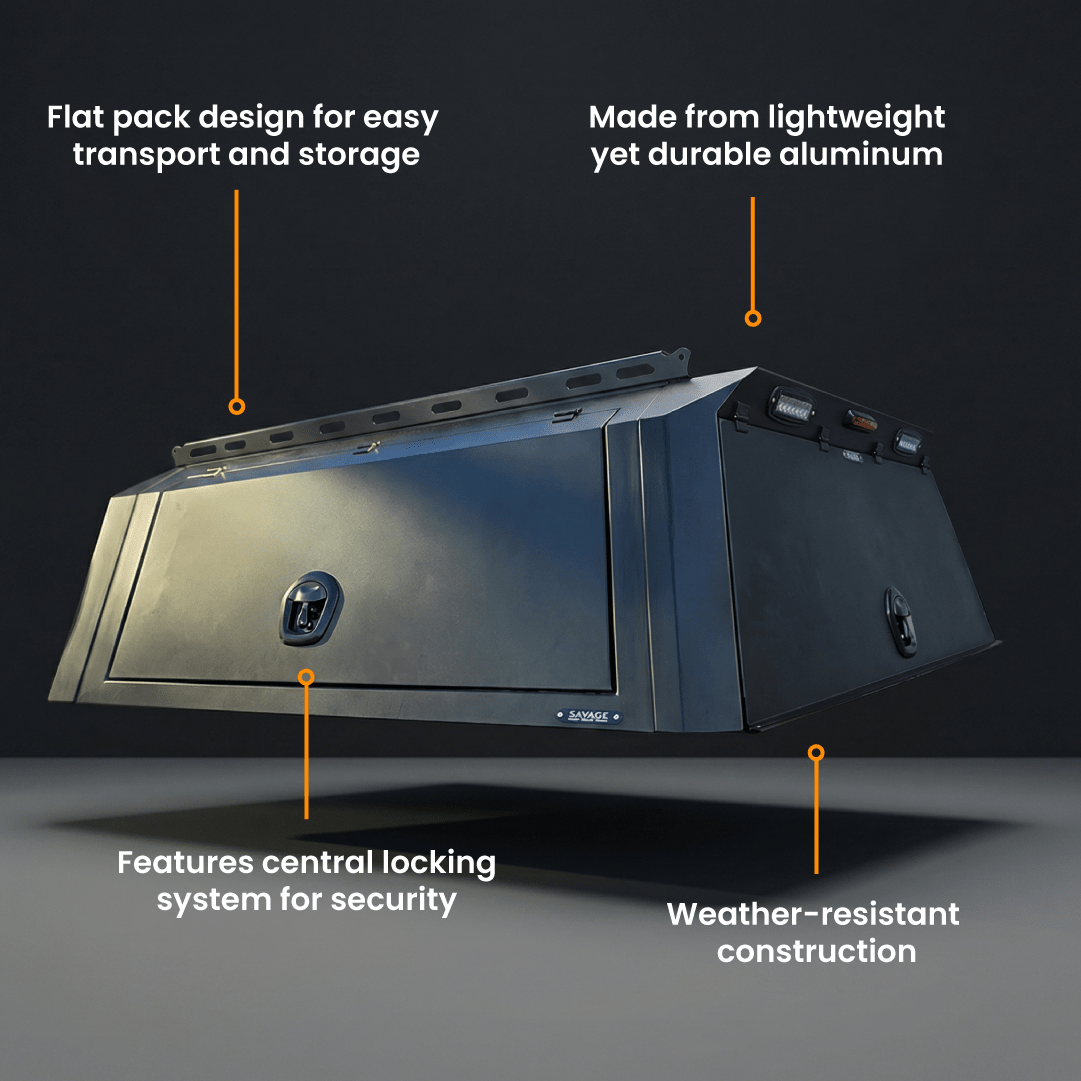 BYD SHARK 6 FLAT PACK ALLOY/ ALUMINIUM CANOPY WITH CENTRAL LOCKING - Savage Tech Australia