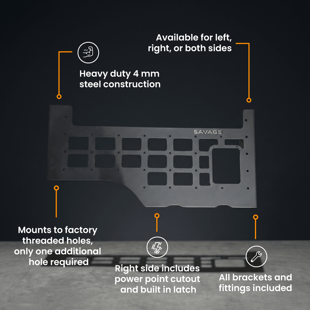 SAVAGE TECH 4MM STEEL MOLLE SIDE STORAGE FOR BYD SHARK 6 - Savage Tech Australia