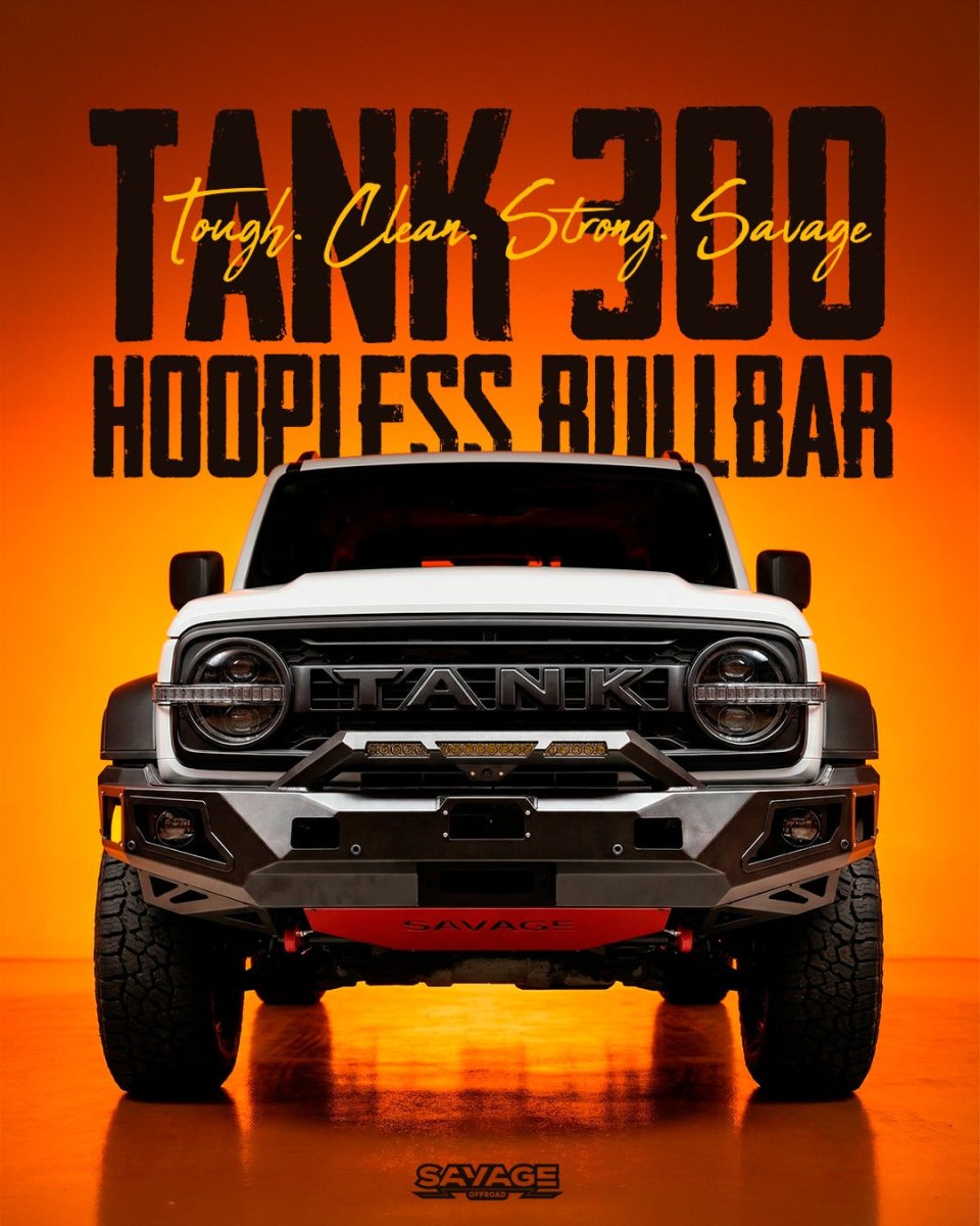 TANK 300 ARMOUR (HOOPLESS) BULL BAR FOR ALL MODELS - Savage Tech Australia