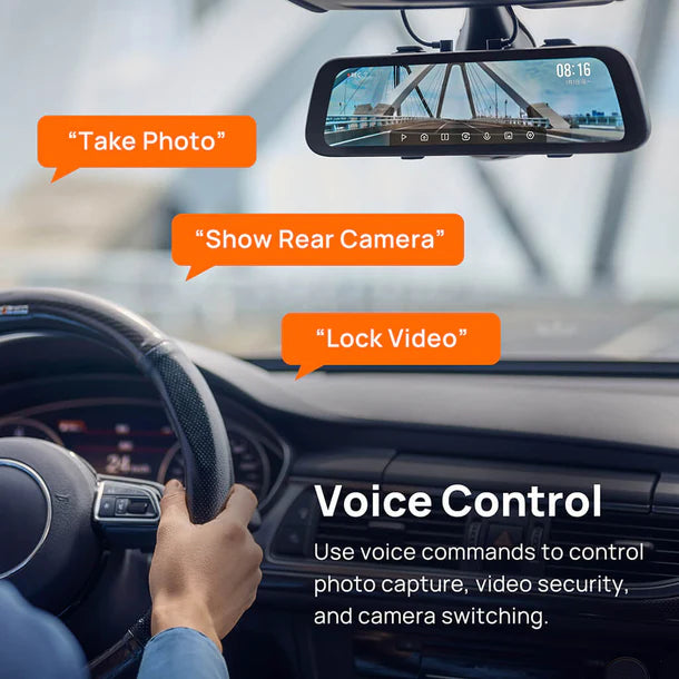 70mai S500 Mirror Dash Cam – 3K Front + 1080p Rear HDR with 9.35″ Touchscreen (Dual Channel)