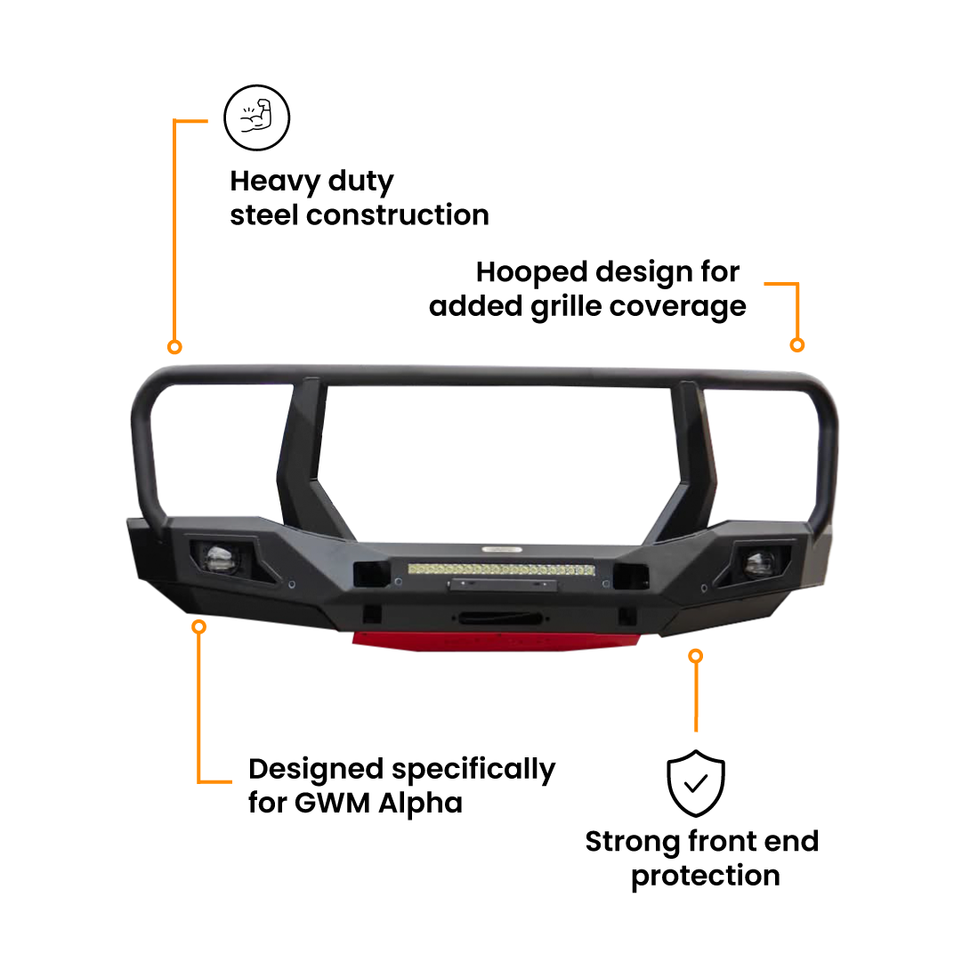 GWM ALPHA RAMPAGE HOOPED BULLBAR
