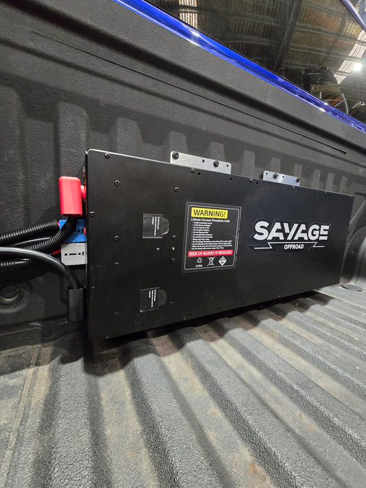 SAVAGE 12V 220Ah SLIMLINE LITHIUM BATTERY WITH BUILT-IN 40A DC-DC CHARGER