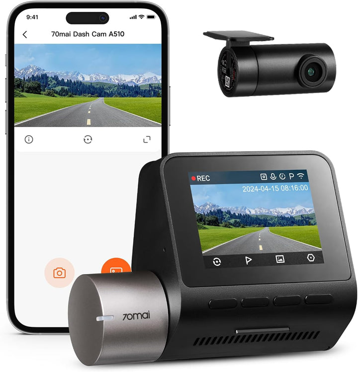 A510 DUAL DASH CAM – ULTRA HD 1944P FRONT + 1080P REAR, STARVIS 2 NIGHT VISION, 24-HOUR PARKING MODE, INCLUDES 32GB MEMORY CARD