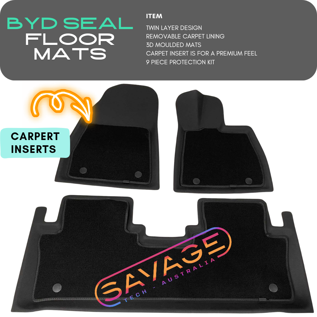 BYD SEAL 2024 11-PIECE FLOOR MAT KIT – PREMIUM PROTECTION WITH CARPET INSERT