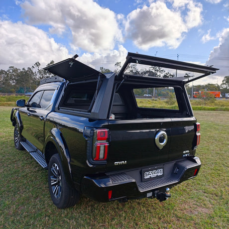 GWM Cannon Alpha with Savage Rogue flat pack aluminium canopy fitted v2, Savagetech.com.au