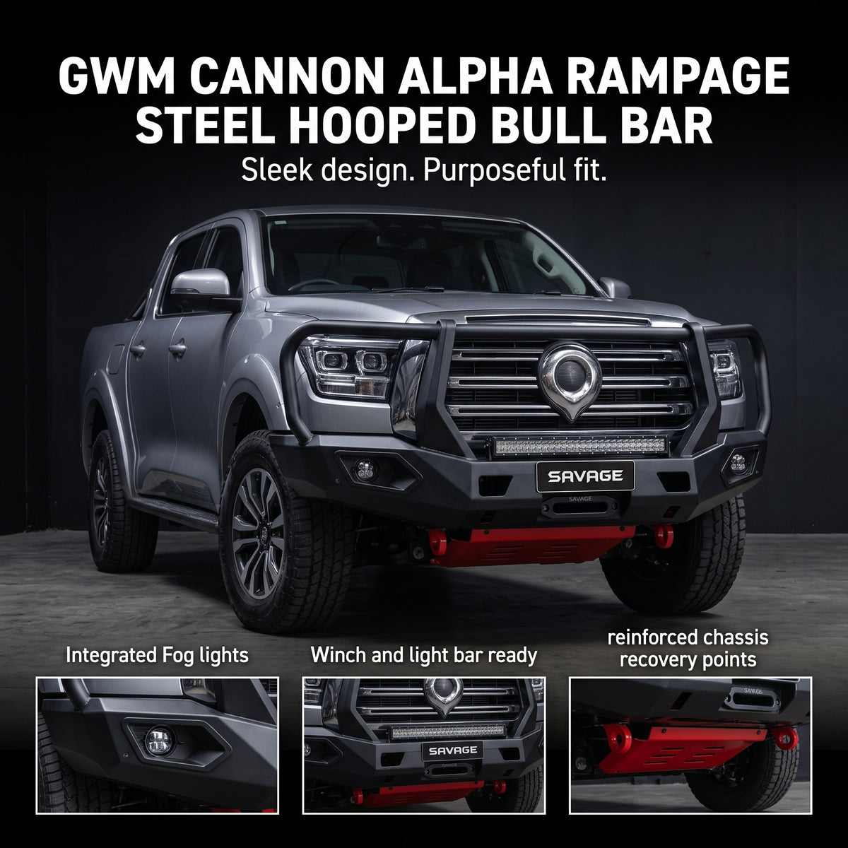 GWM ALPHA RAMPAGE 500 STEEL HOOPED BULL BAR