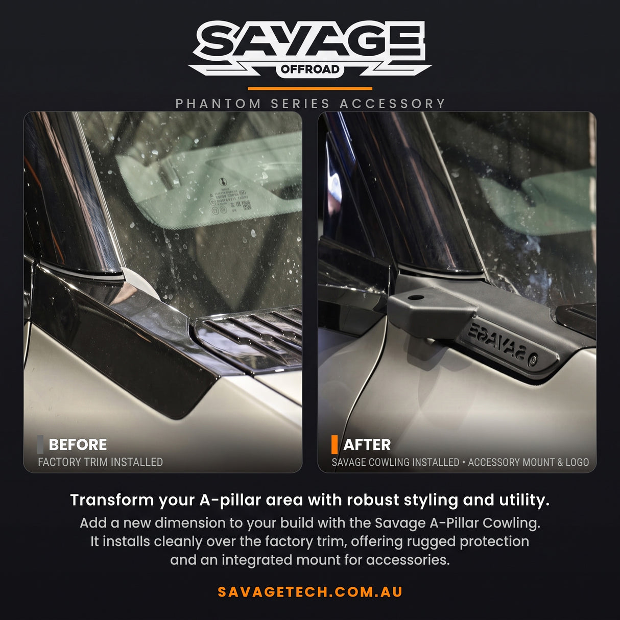 Denza B8 UHF antenna mount fitted to the guard in powder coated black- SAVAGETECH.COM.AU