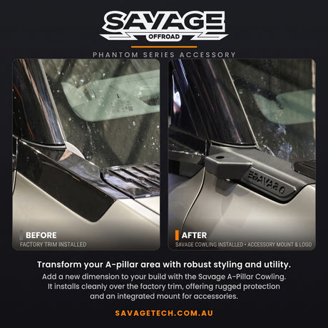 Denza B8 UHF antenna mount fitted to the guard in powder coated black- SAVAGETECH.COM.AU