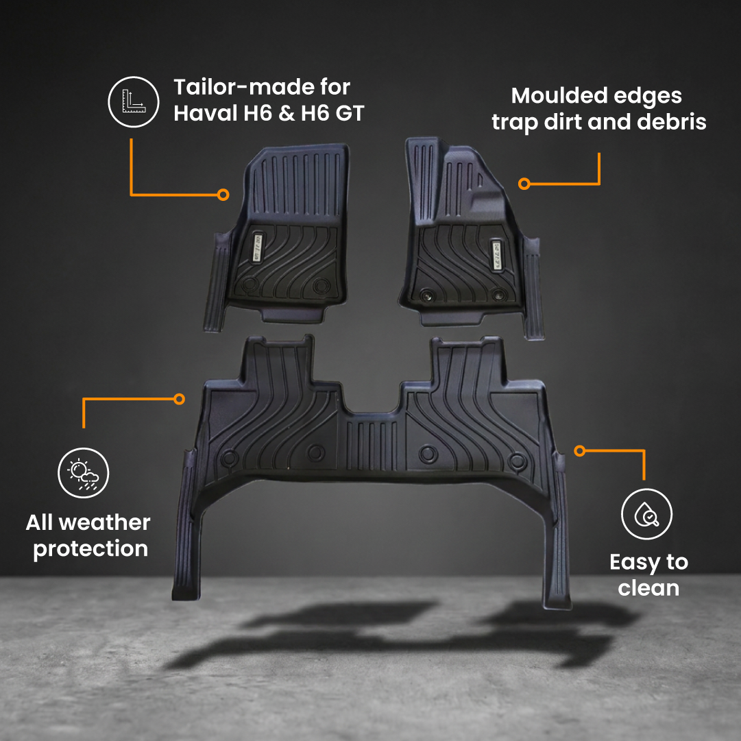 BYD SHARK 6 PREMIUM & PERFORMANCE SAVAGE 3D MOULDED TPE FLOOR MATS & DOOR SILL PROTECTION