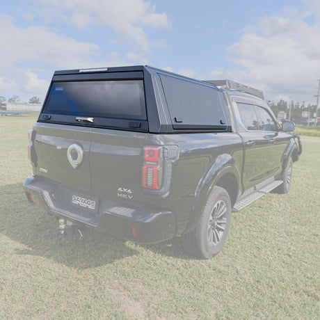GWM Cannon Alpha with Savage Rogue flat pack aluminium canopy fitted v2, Savagetech.com.au