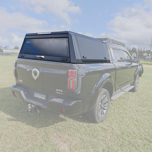 GWM Cannon Alpha with Savage Rogue flat pack aluminium canopy fitted v2, Savagetech.com.au