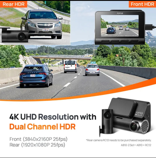 4K DASH CAMERA SET / 70 MAI HARDWIRE KIT / 32GB SD INCLUDED A810