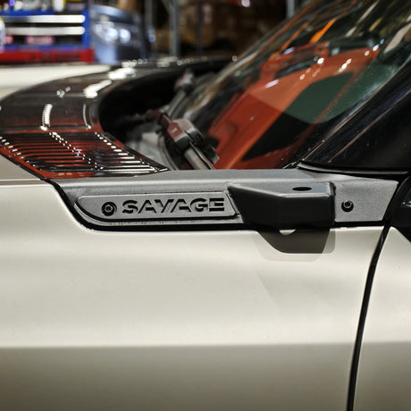 Denza B8 UHF antenna mount fitted to the guard in powder coated black- SAVAGETECH.COM.AU