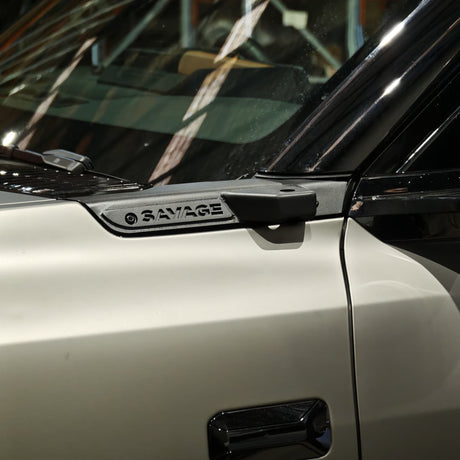 Denza B8 UHF antenna mount fitted to the guard in powder coated black- SAVAGETECH.COM.AU