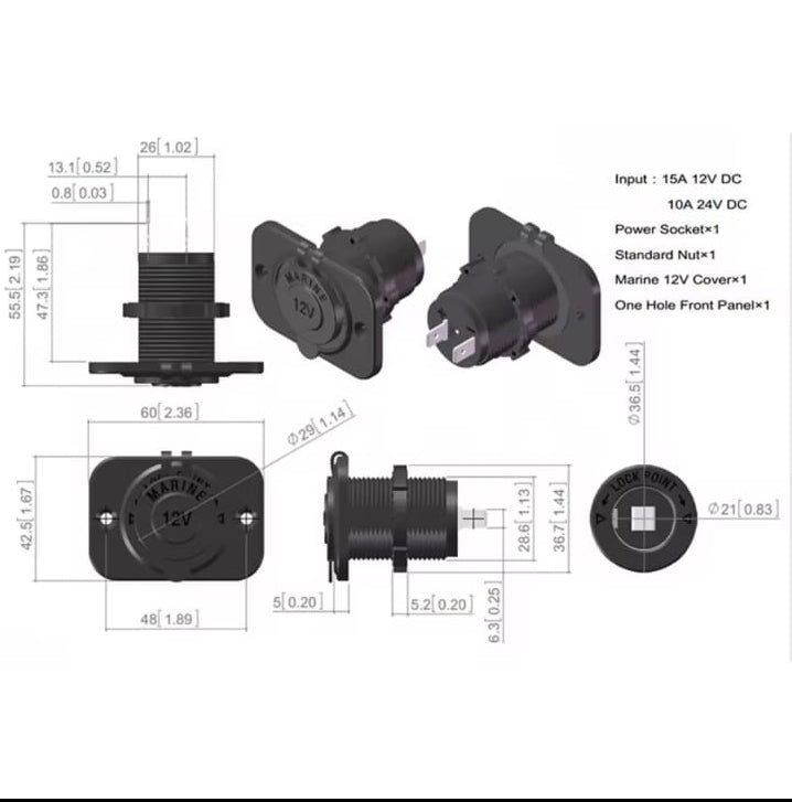 12V FLUSH MOUNT SOCKET