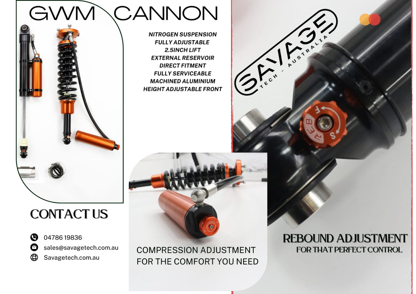 GWM CANNON ELECTRIC CONTROL NITROGEN 2.5" LIFT KIT/SUSPENSION