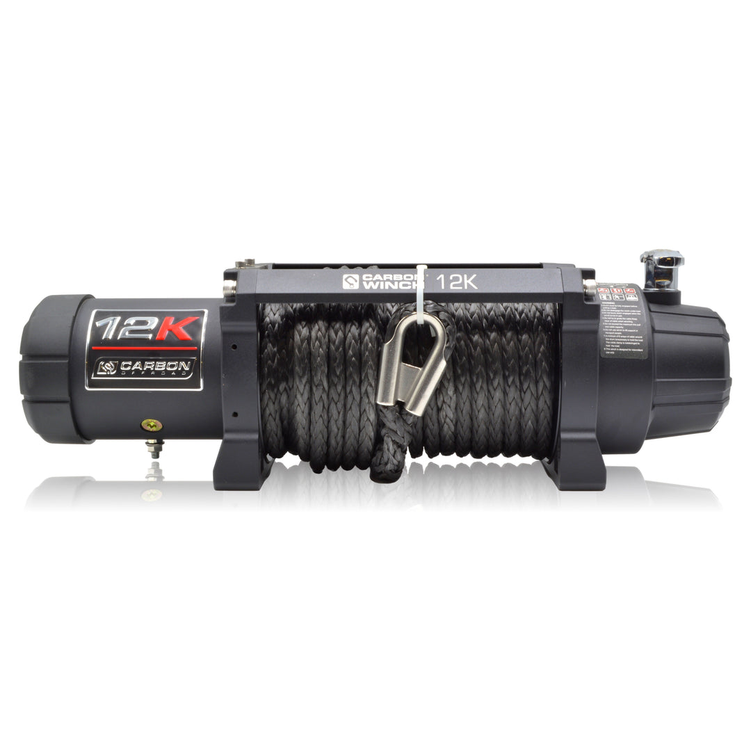 Carbon 12K 12000lb Electric Winch With Black Rope & Red Hook VER. 3 - CW-12KV3R 3