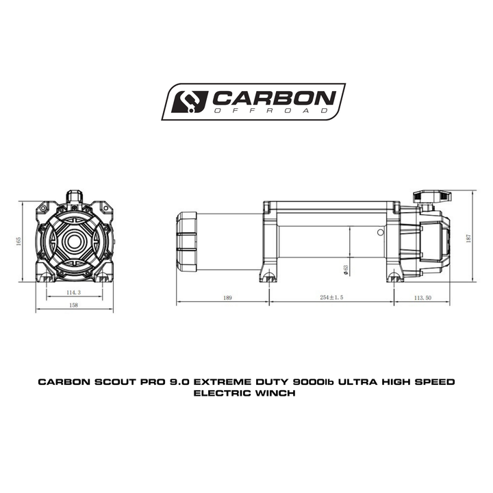 Carbon Scout Pro 9.0 Extreme Duty 9000lb Ultra High Speed Electric Winch - CW-XD9 8