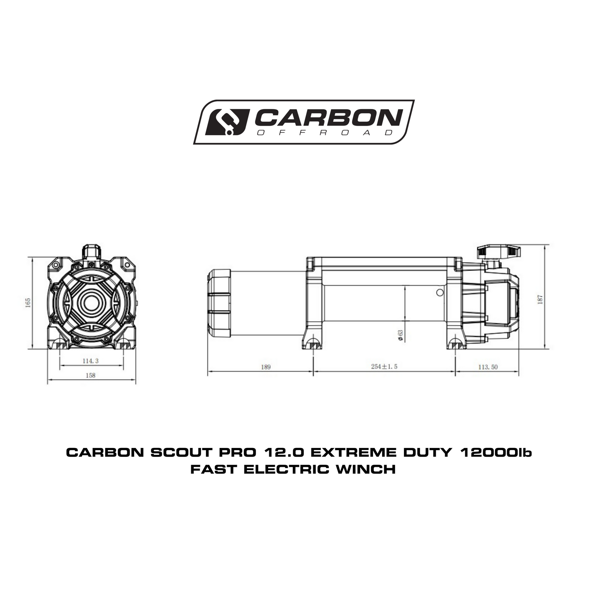 Carbon Scout Pro 12K Winch and Recovery Kit Combo - CW-XD12-COMBO7 5