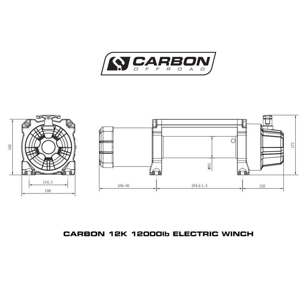 24 VOLT Carbon 12K 12000lb Electric winch with synthetic rope - CW-12K_24V 8
