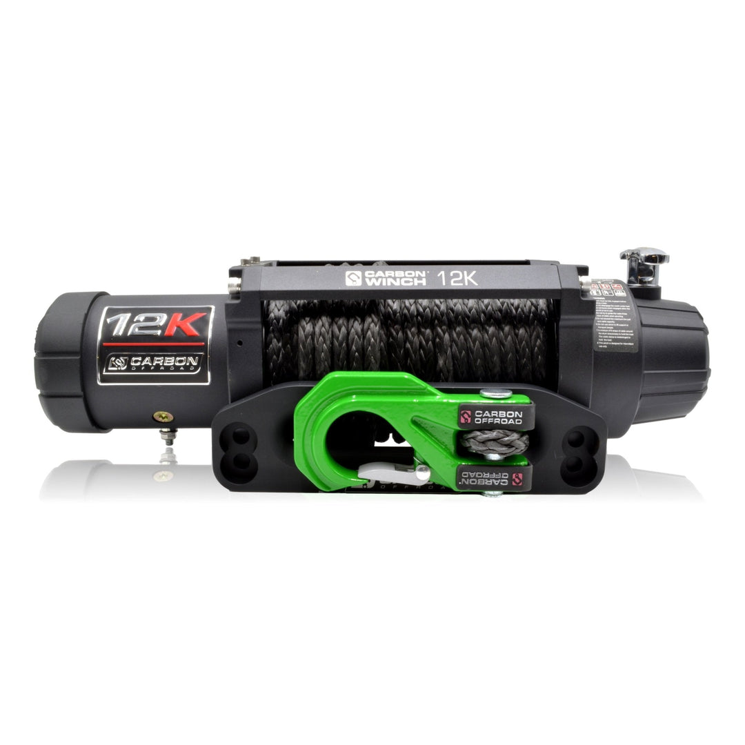 Carbon 12K 12000lb Electric Winch With Black Rope & Green Hook VER. 3 - CW-12KV3G 1