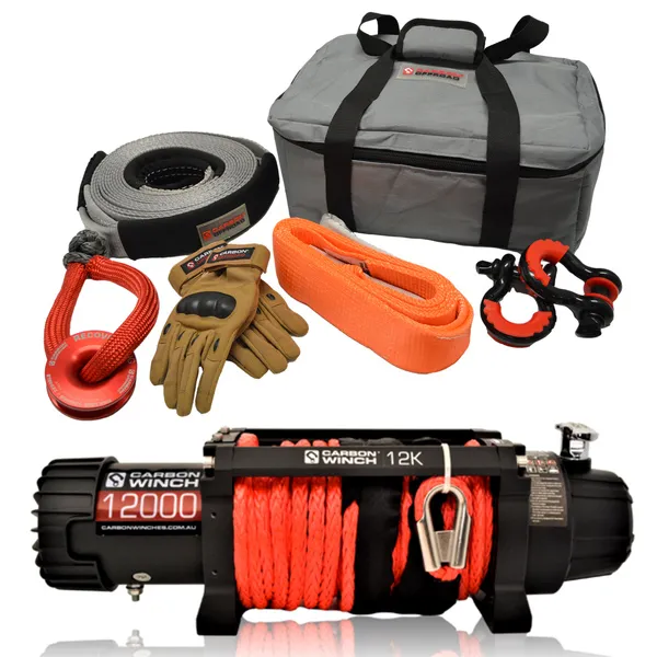 Carbon Scout Pro 12K Winch and Recovery Kit Combo - CW-XD12-COMBO7 11