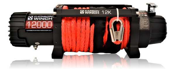 Carbon 12K VER.2 12000lb Electric Winch With Red Synthetic Rope and Hook - CW-12K 7