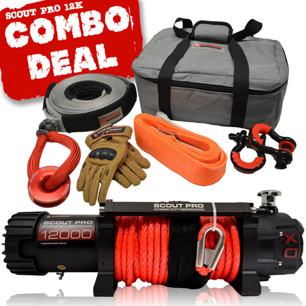 Carbon Scout Pro 12K Winch and Recovery Kit Combo - CW-XD12-COMBO7 2